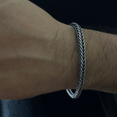 Pulsera Trenzada Espiga en Plata 950 – Estilo Minimalista Masculino
